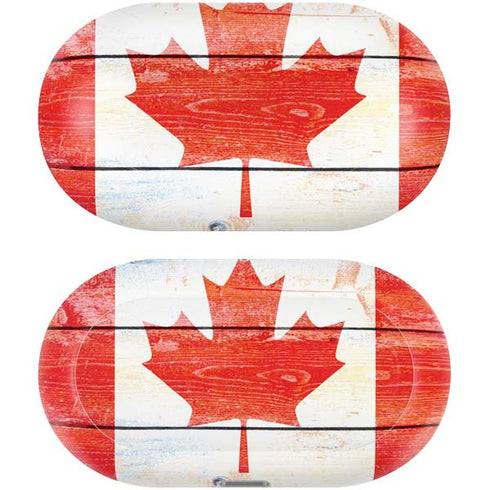 Canada Flag Light Wood Galaxy Buds Plus Skin
